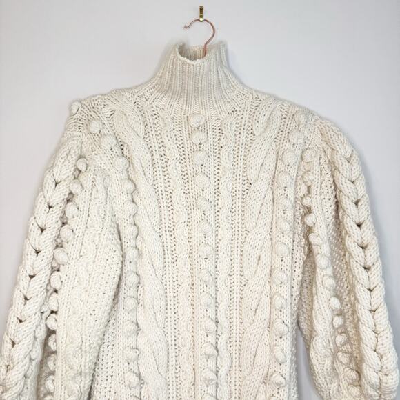 Ulla Johnson Frida Cable Knit Wool Turtleneck Tunic Sweater Cream XS/S - Picture 5 of 15